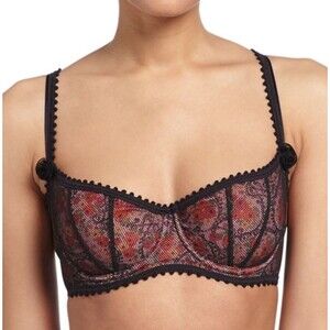 Chantal Thomass Bra 36DD Red Floral Lace Soft Cup Underwire Romantic Lingerie